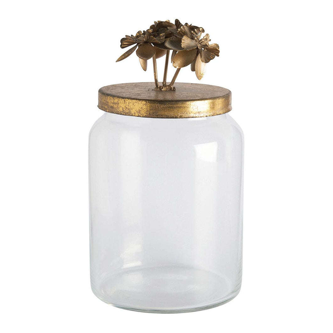 Idylle floral candy box in glass and gold-plated metal - Large model